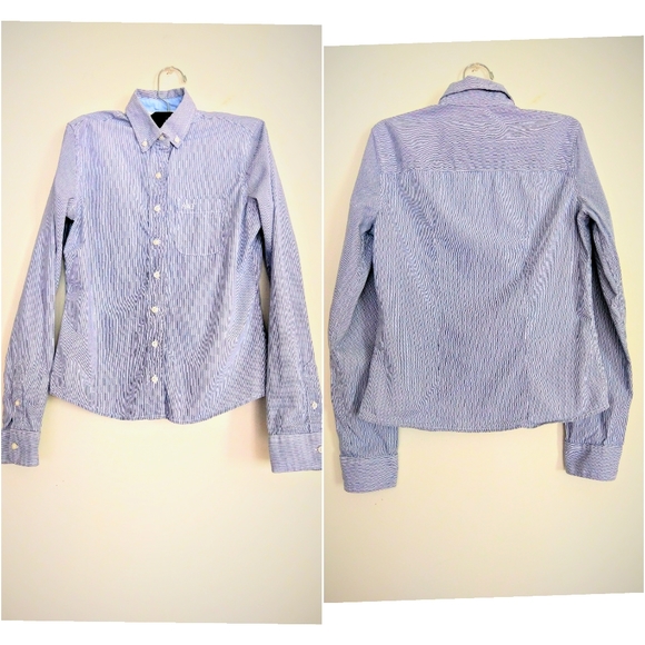 3/12 A&F blue white button down shirt  curvy wa… - Picture 2 of 14